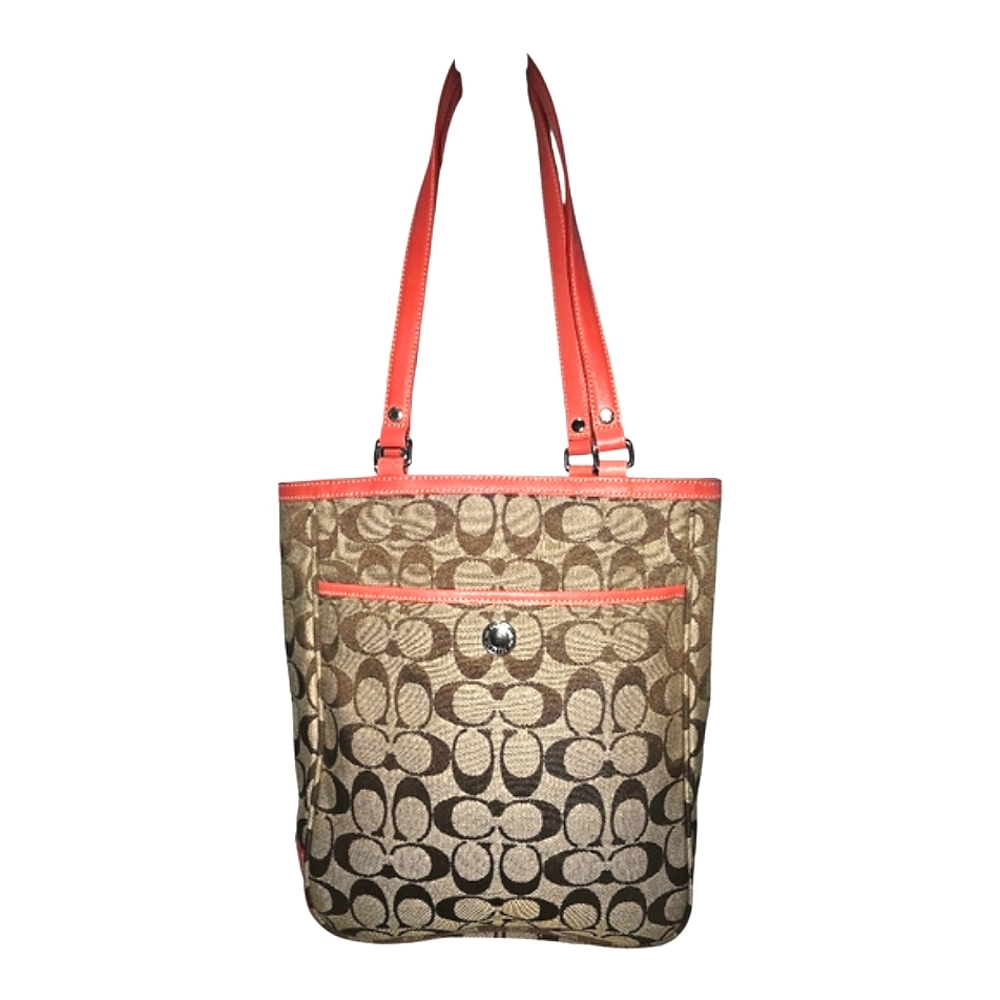 Coach Brown and Pink Monogram Tote Bag ***EUC***โ